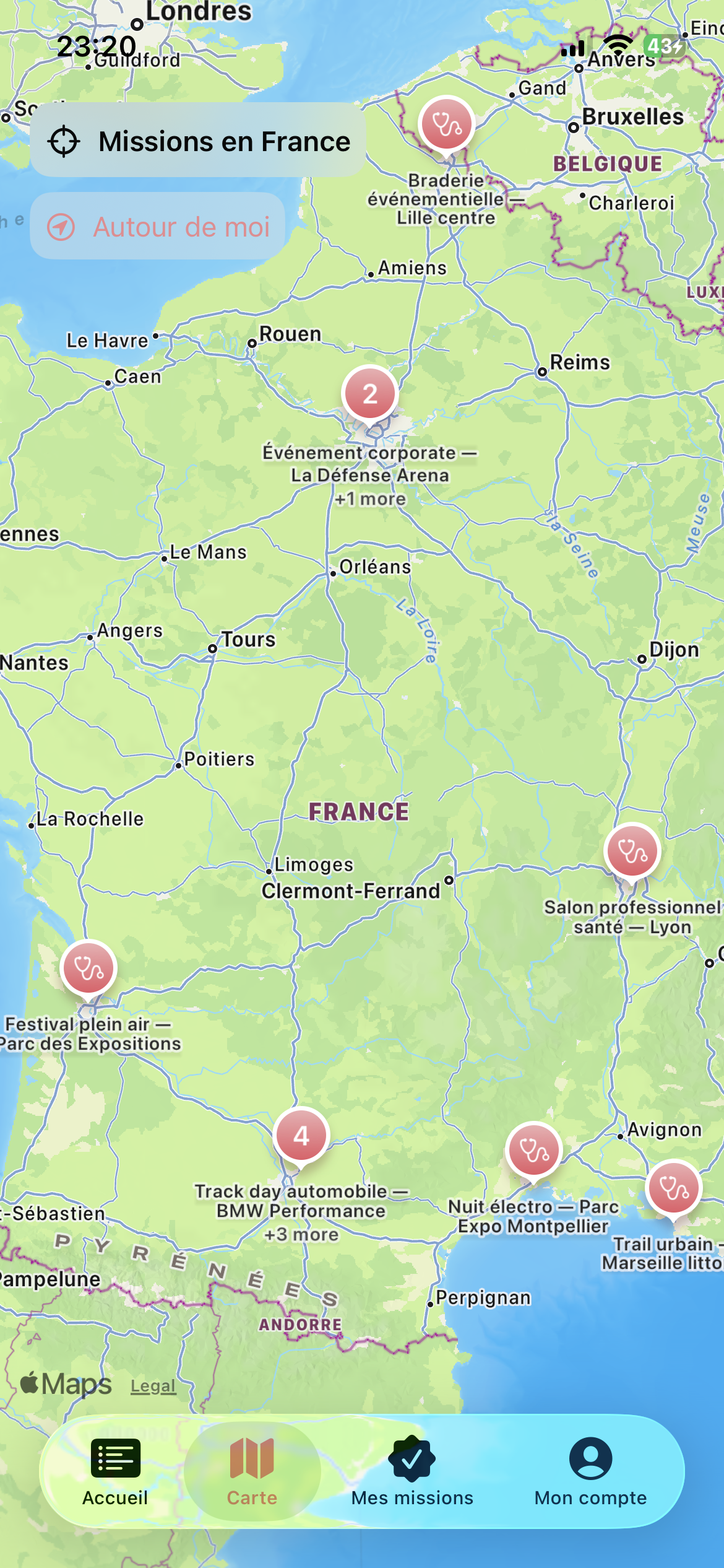 Carte des missions